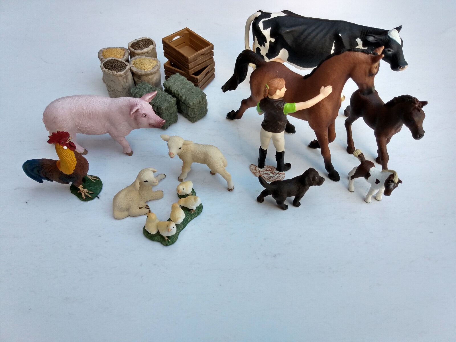 Schleich Farm Animals Big Lot Cow Horse Rooster Lamb Goat Puppy Pig Accessories