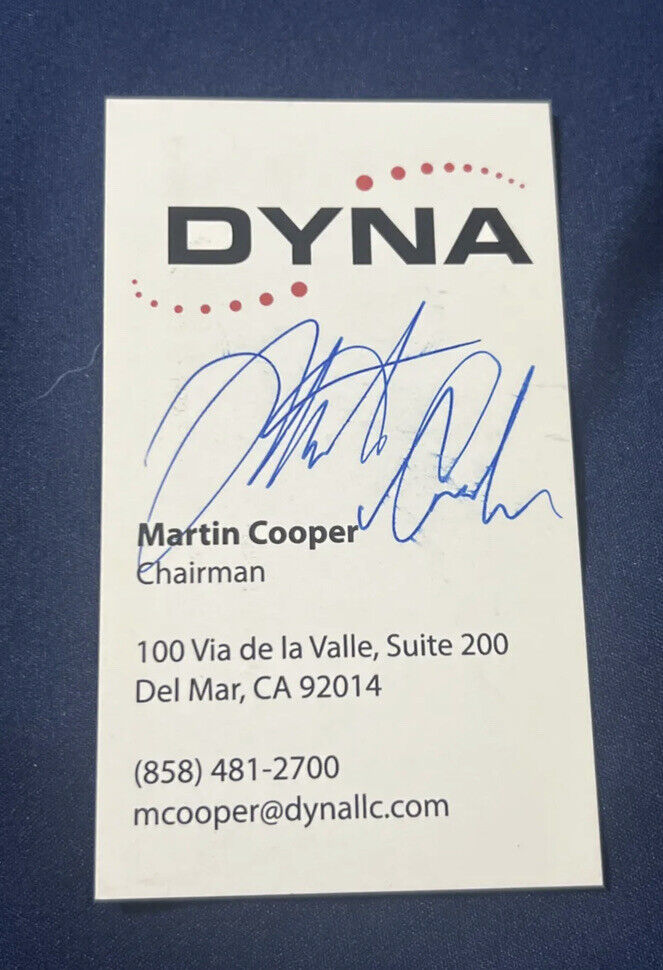 MARTIN COOPER autograph INVENTED CELL PHONE signed business card smeared