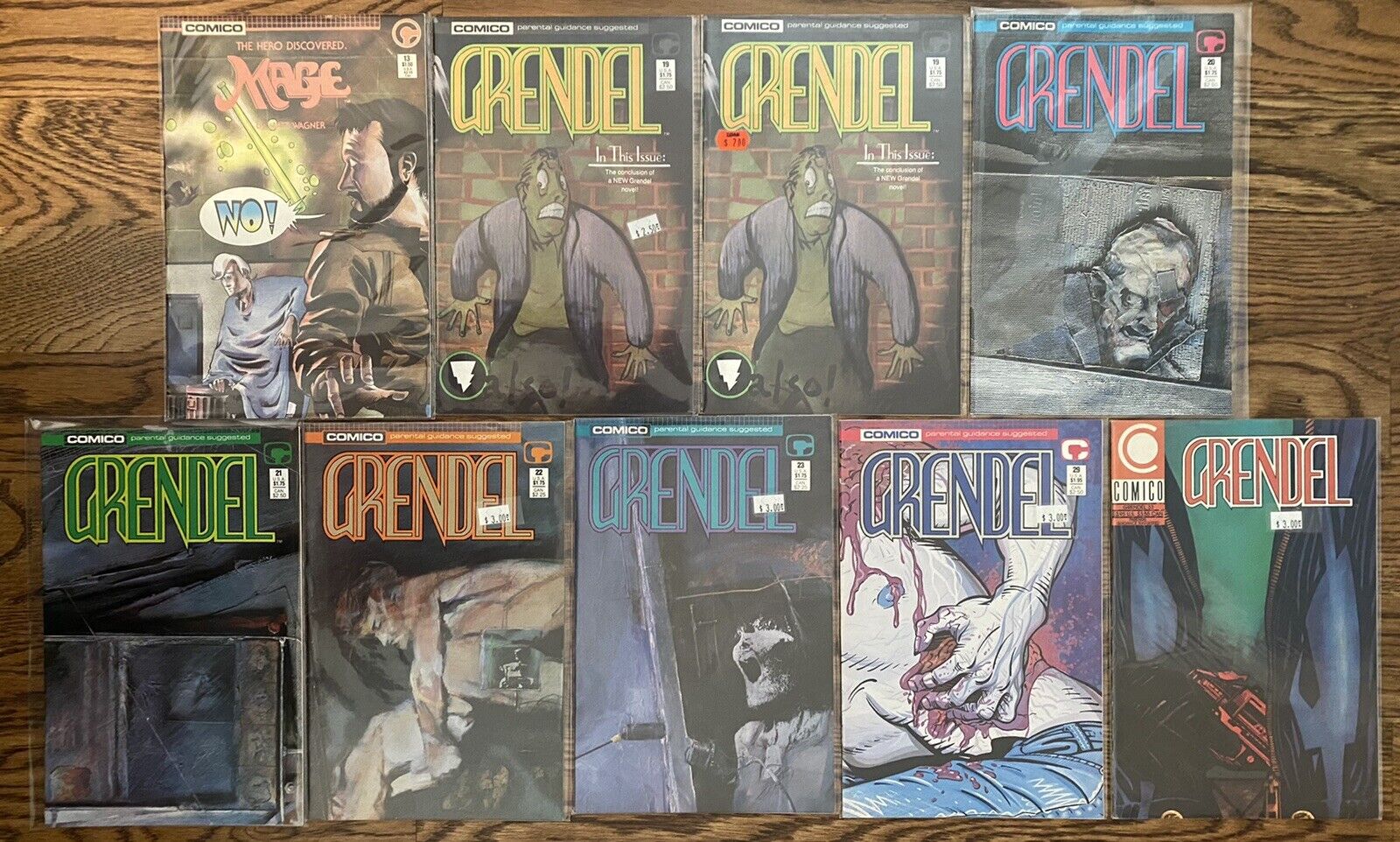 GRENDEL 1986 COMICO 19 - 33 LOT MAGE THE HERO DISCOVERED 13 DEATH MATT WAGNER NM