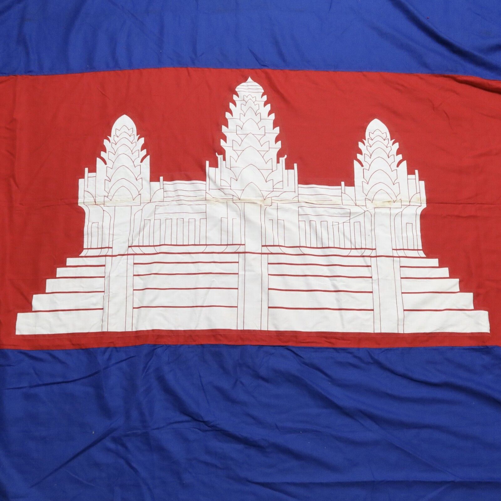 Vintage National Kingdom of Cambodia Cotton Flag 9x6 Ft Big Huge