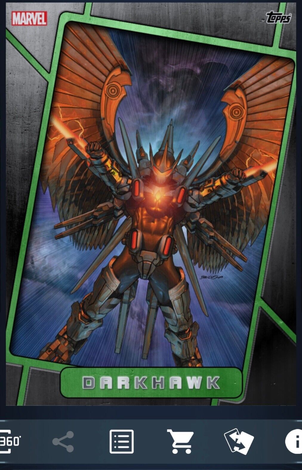 Alphabet Darkhawk Green Fusion Reward Award Card Topps Marvel Collect Card