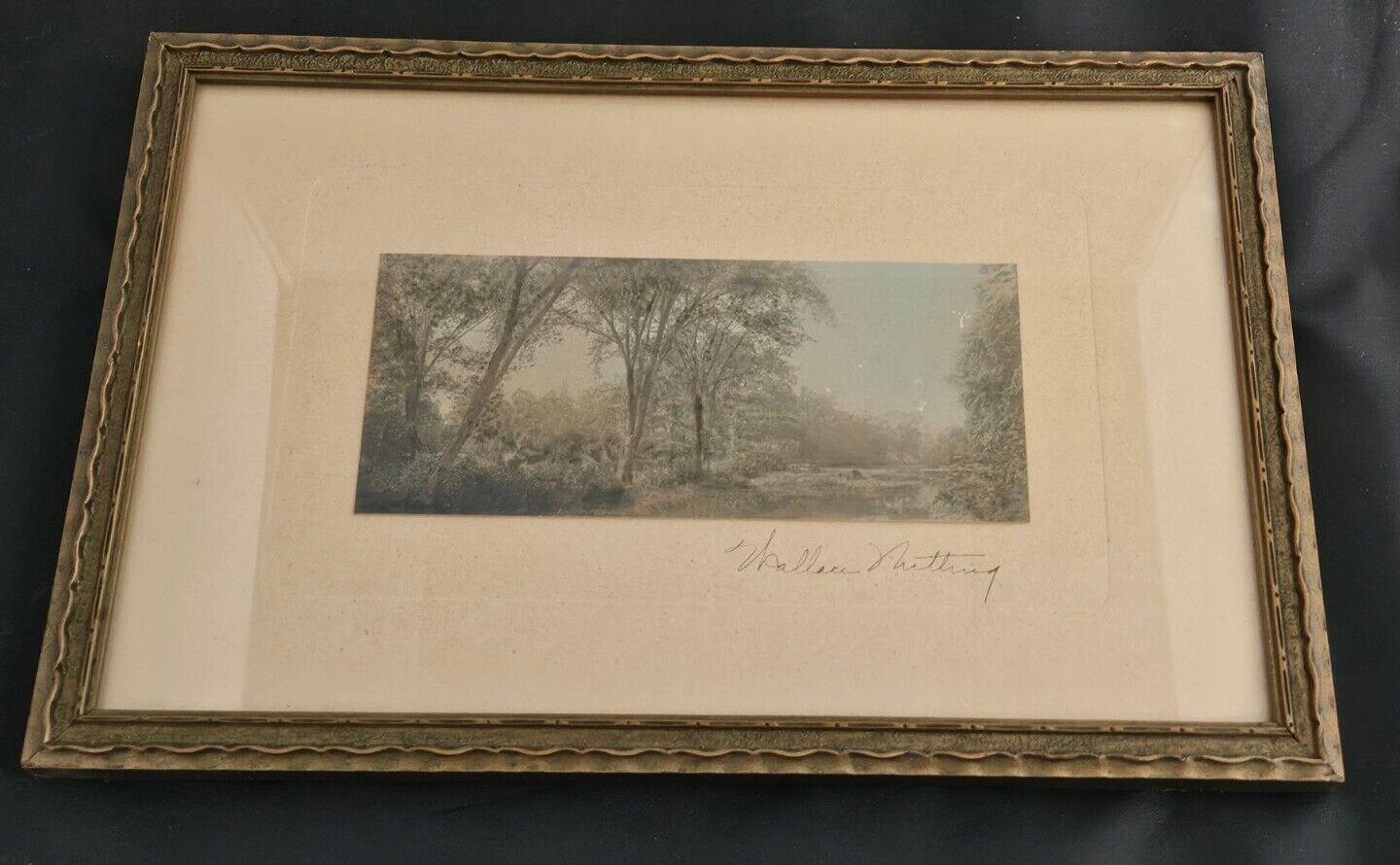 Antique Frame With Wallace Nutting Signed Photo, Hand Tinted