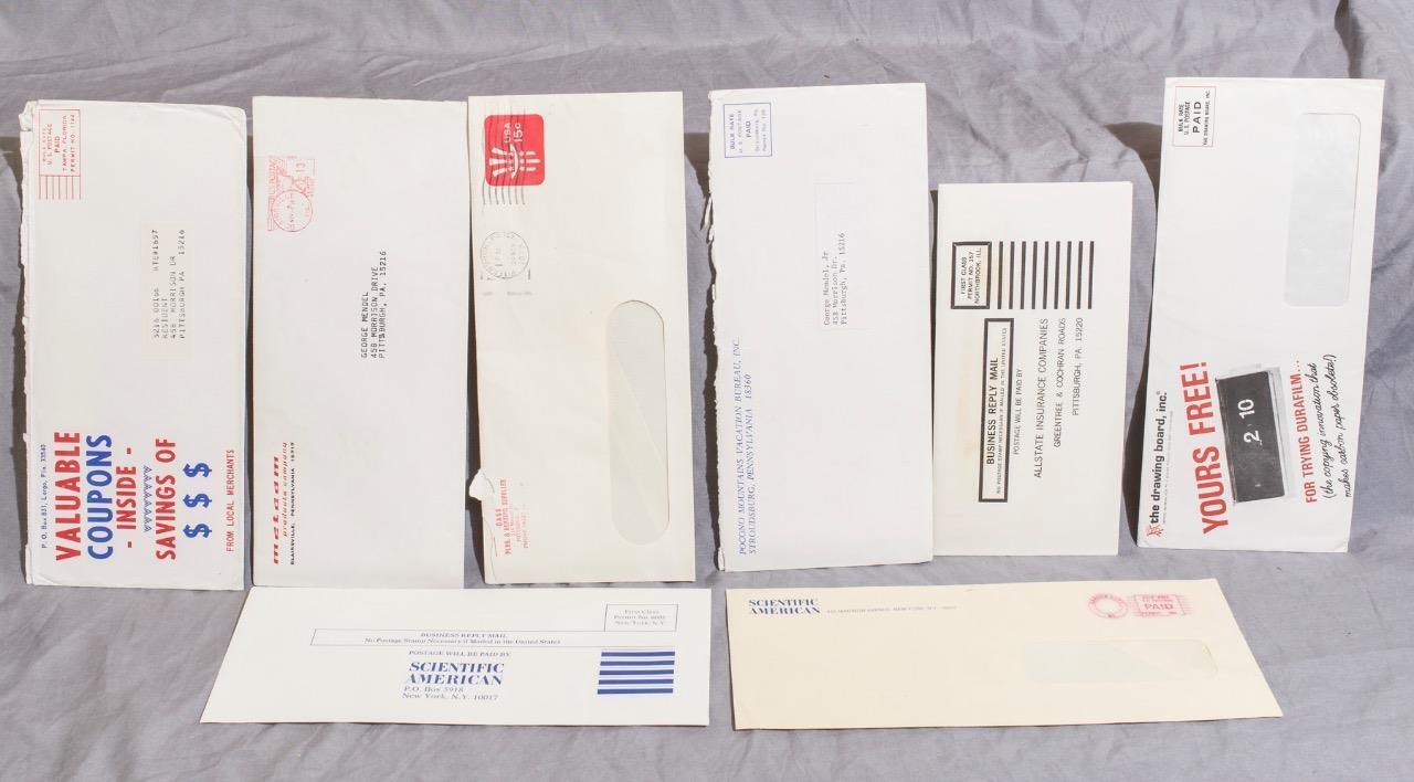 Vintage Lot of 8 Postmarked Envelopes Scientific American etc. g50