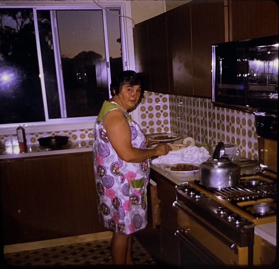 Vintage Photo Slide 1978 Woman Kitchen Australia