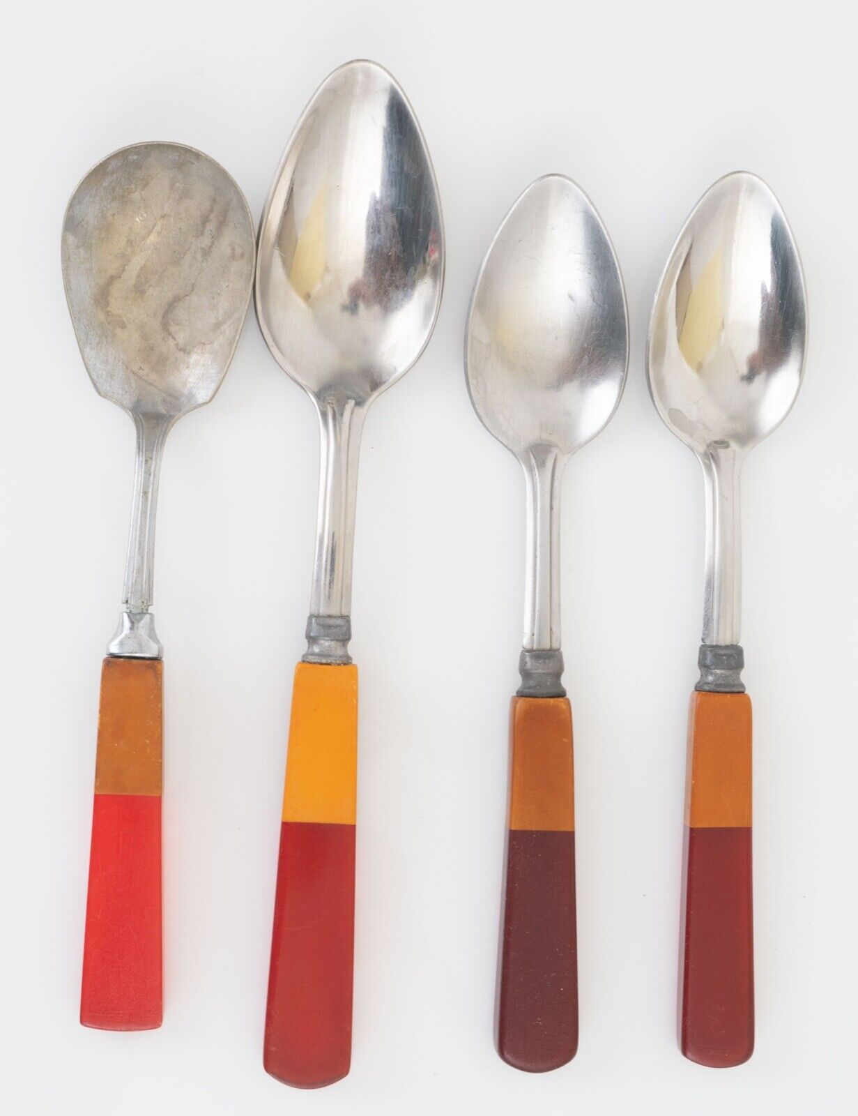 Vintage Translucent Red & Butterscotch Bakelite Spoons 4 pcs