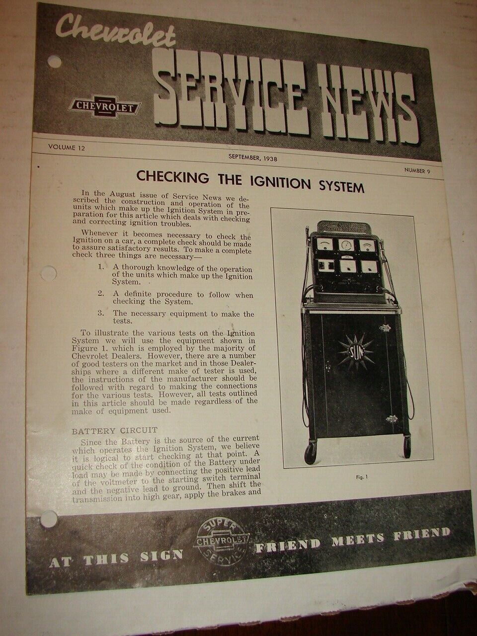 Original CHEVROLET SERVICE NEWS Sept 1938 Checking The Ignition System