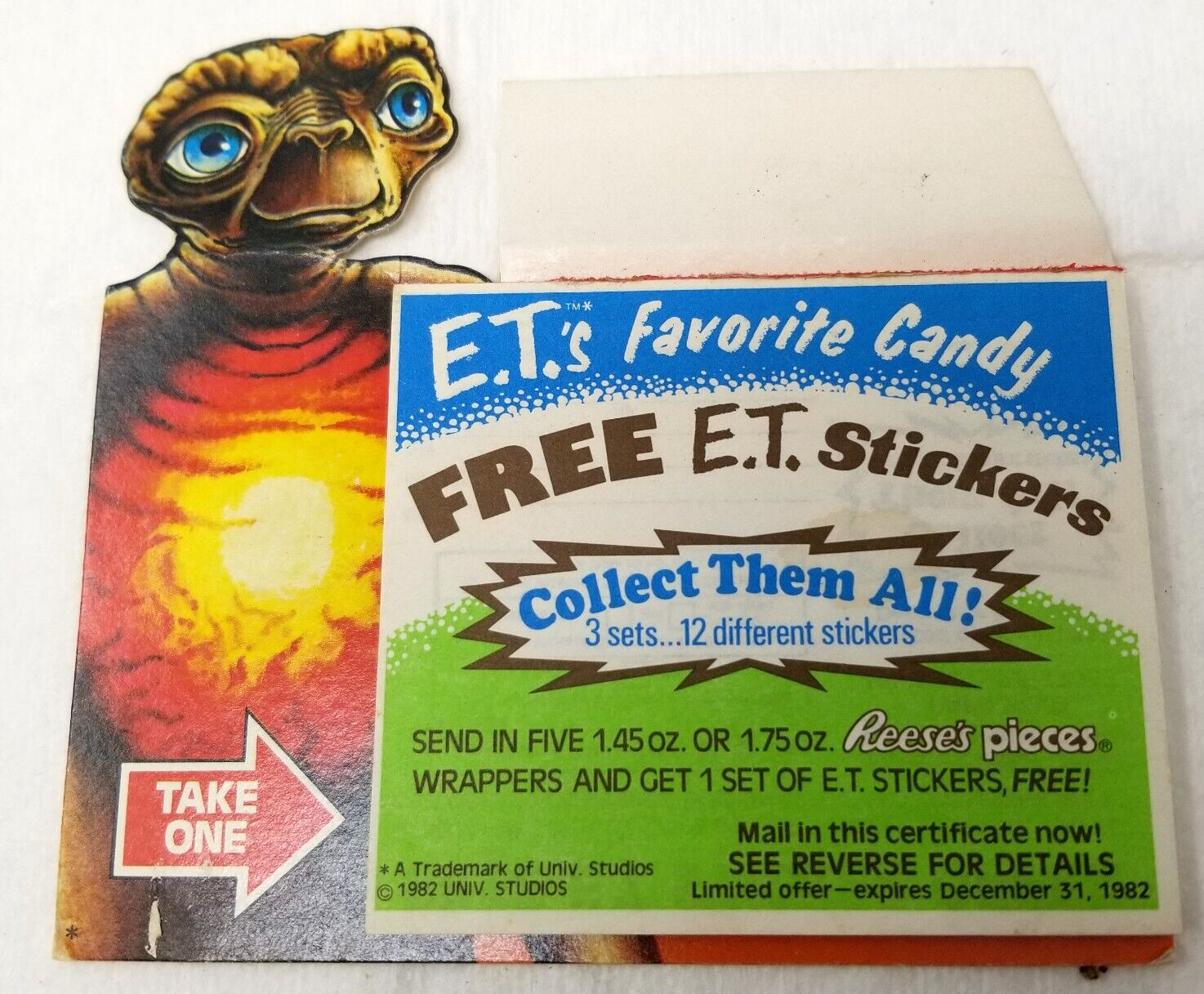 1982 Reese\'s Pieces ET Extraterrestrial Sticker Set Coupon Display POS Retail