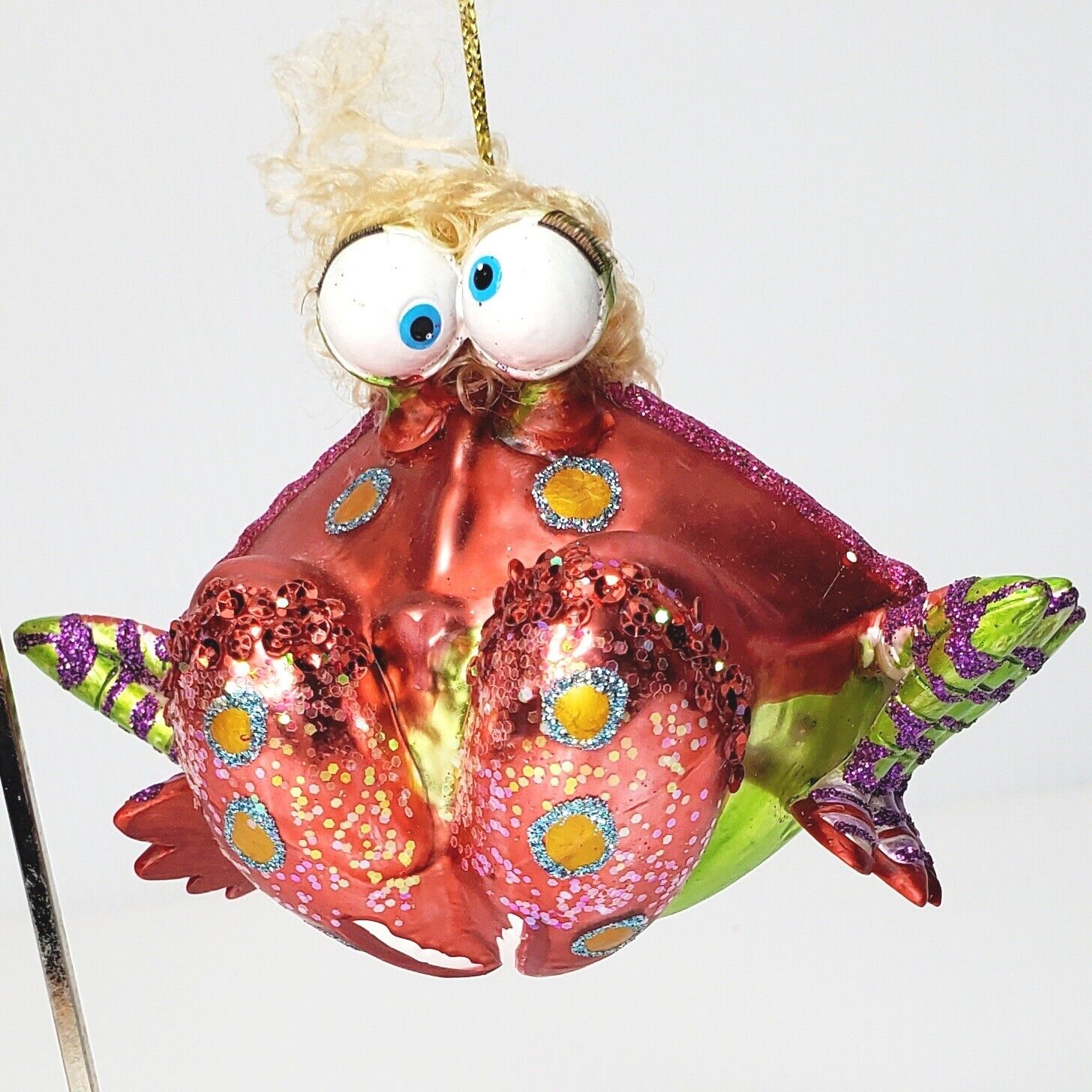 Glass Crab Ornament Whimsical Fish Ocean Nautical Sea Beach Mermaid Steampunk 