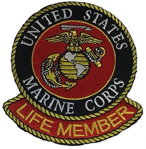 USMC MARINE CORPS LIFE MEMBER W/ EAGLE GLOBE AND ANCHOR EGA PATCH NEVER RETIRED