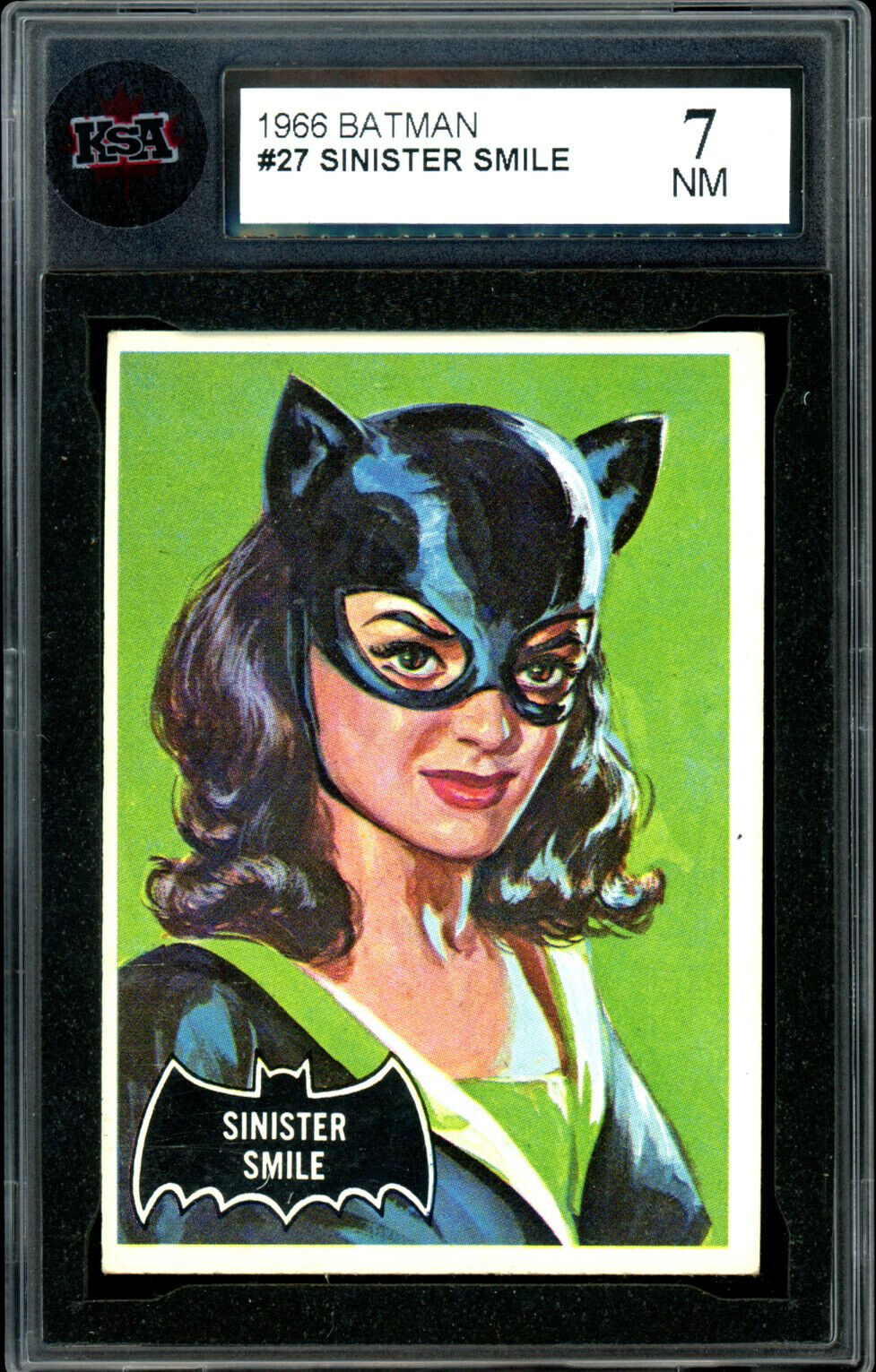 1966 TOPPS USA BATMAN BLACK BAT #27 Cat woman Sinister Smile Rookie KSA 7 NM RC