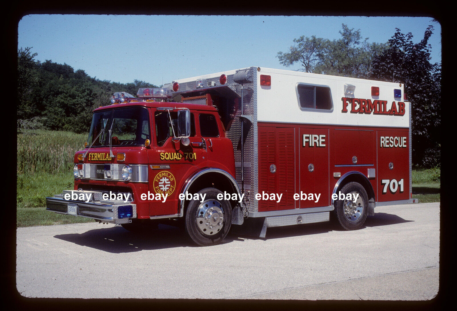 FermiLab Batavia IL 1990 Ford C Darley rescue Fire Apparatus Slide