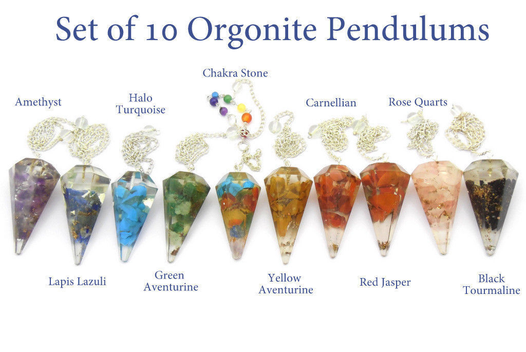 10 Orgone Pendulums Set Gemstone Pendulum Crystal Healing Reiki Healing wicca
