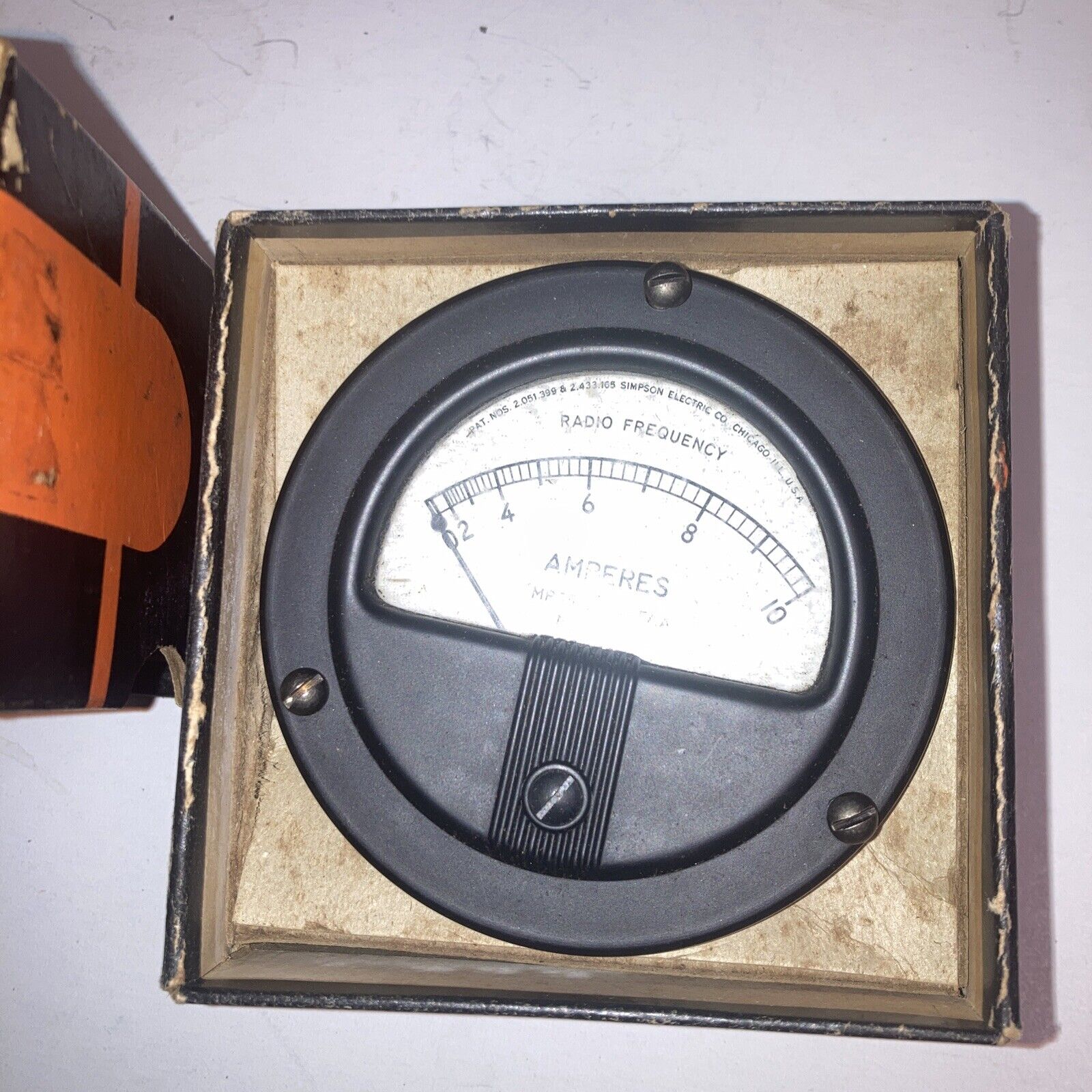 Simpson panel Meter . 0-10 Amperes.  Model 36 . Radio Frequency. from ham estate