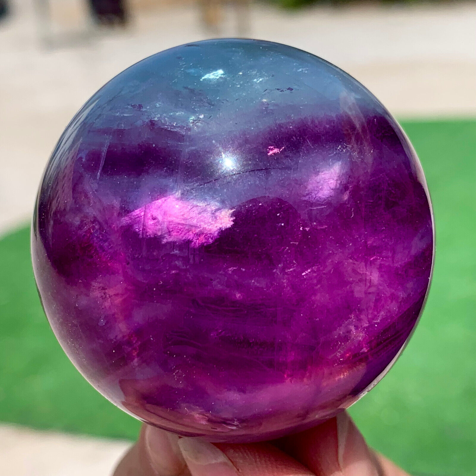251G  Natural Fluorite ball Colorful Quartz Crystal Gemstone Healing