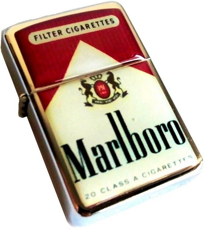 MARLBORO Classic White Red Packet Smoking Cigarette Petrol Lighter Metal 