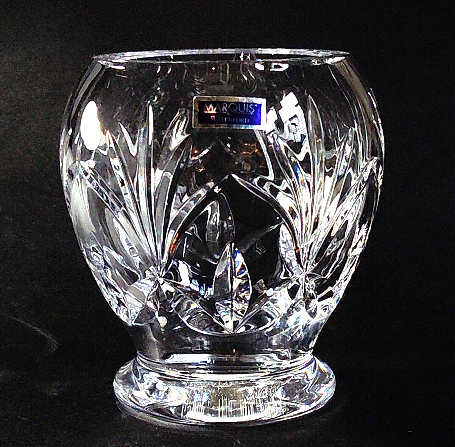 1 (One) WATERFORD Marquis CAPRICE Cut Crystal Footed Hurricane-Signed RETIRED