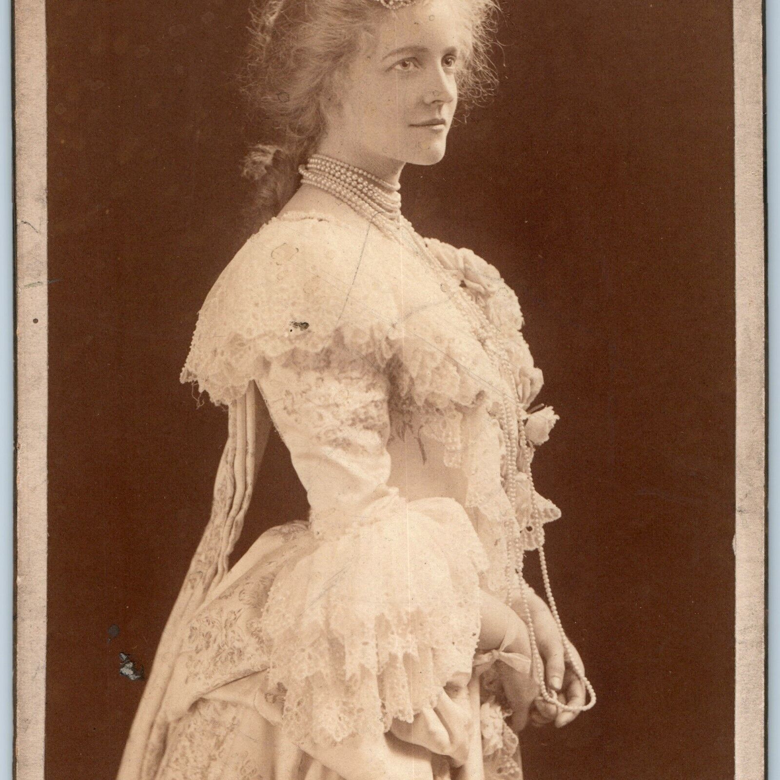 1890s Miss Alice ? Stage Actress Cabinet Card Photo Beautiful Lady Woman B6