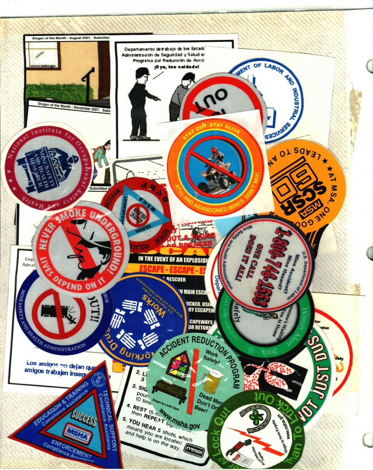 HUGE LOT OF 25 DIFFERENT MSHA-MSA SAFETY COAL MINING STICKERS 