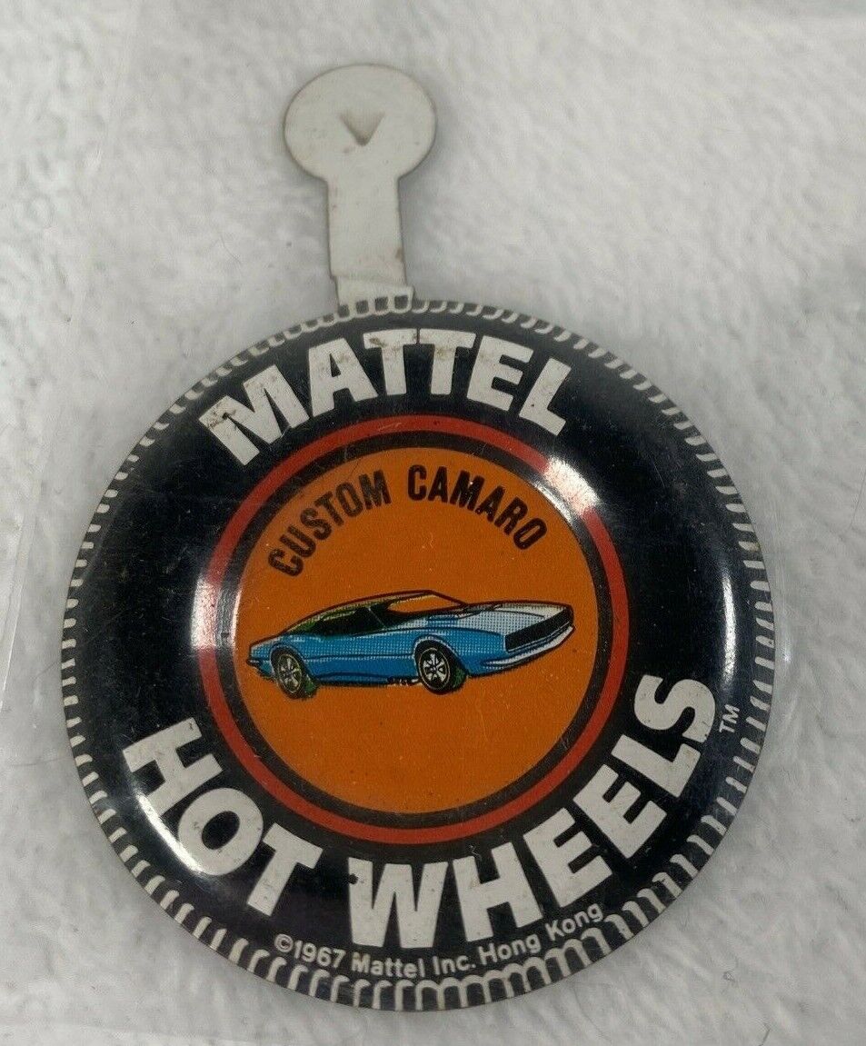 Vintage Mattel Advertising Lapel Tab Custom Camaro Hot Wheels 1967 Red Lines