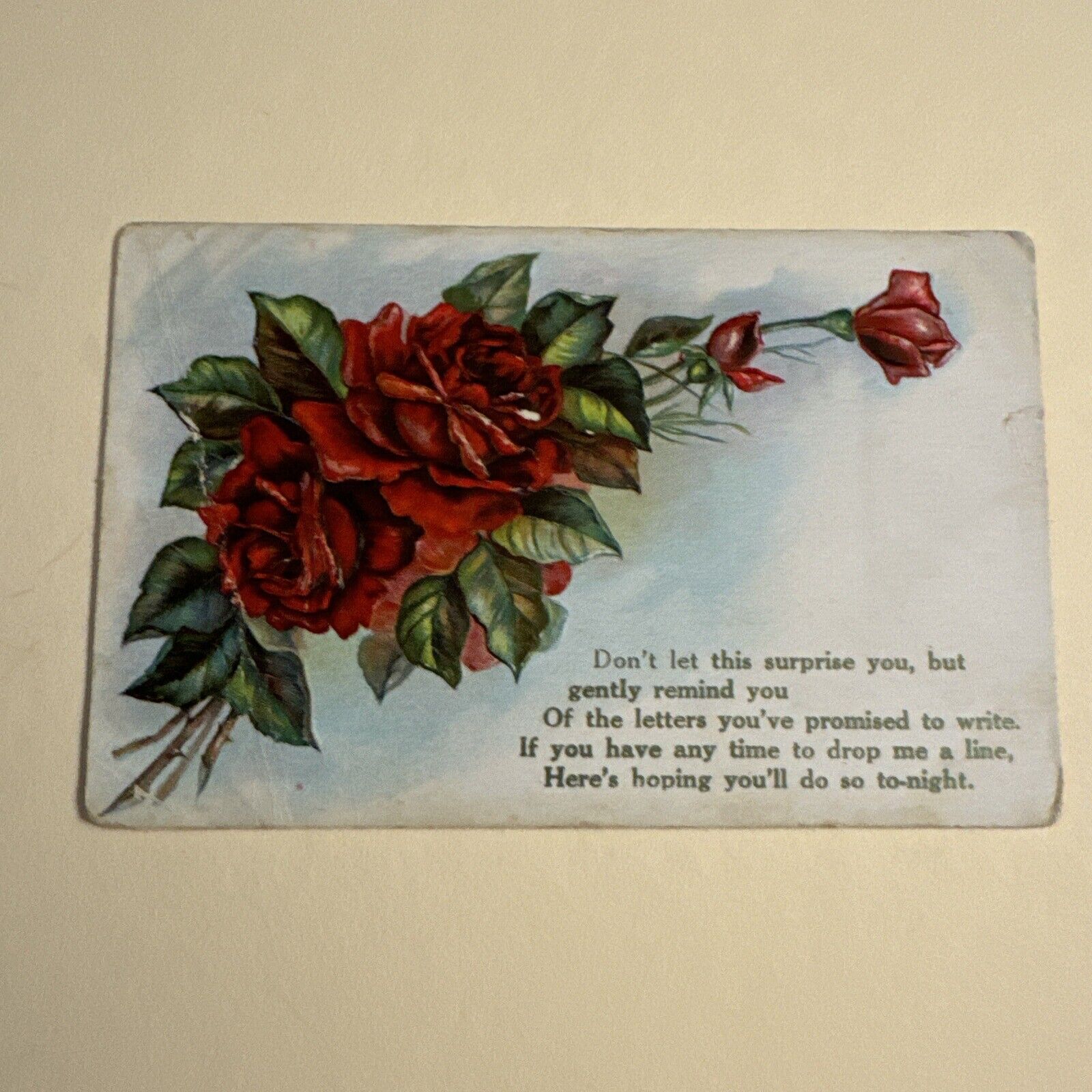 Vintage 1910s Roses Greetings To A Friend Postcard Embossed Unposted Ok Cond