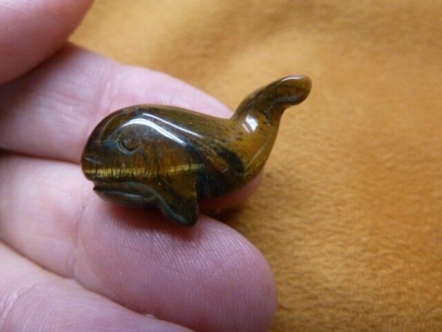 (Y-WHA-SP-504) baby SPERM WHALE Brown Tiger\'s eye carving FIGURINE gemstone