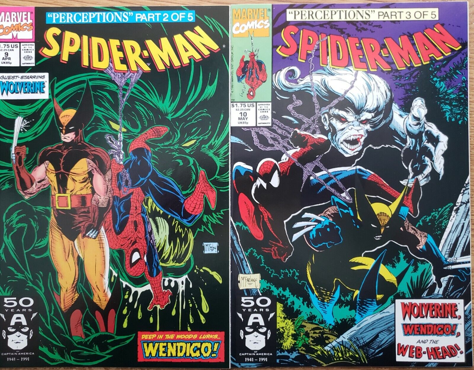 Spider-Man set of 2 #9 & #10 NM 9.6 (guest starring Wolverine) published 1991