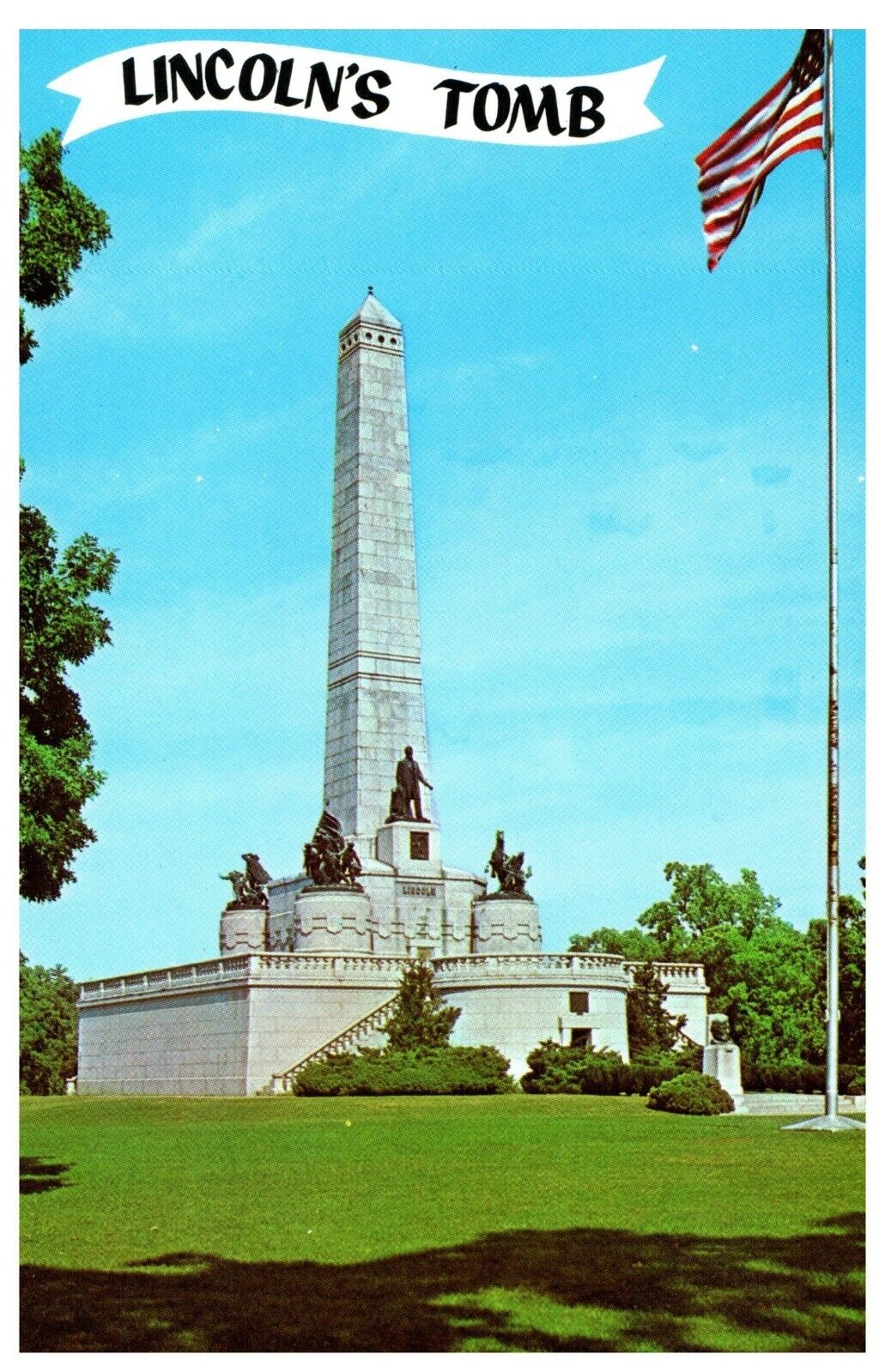 State View~Lincolns Tomb Memorial Oak Ridge Cemetery Illinois~Vintage Postcard