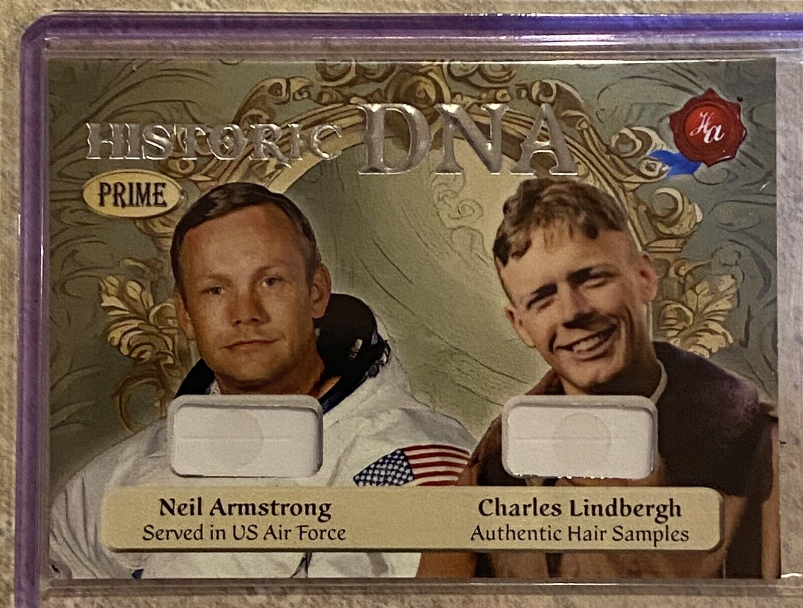 2024 HISTORIC AUTOGRAPHS PRIME NEIL ARMSTRONG CHARLES LINDBERG DUAL DNA RELIC
