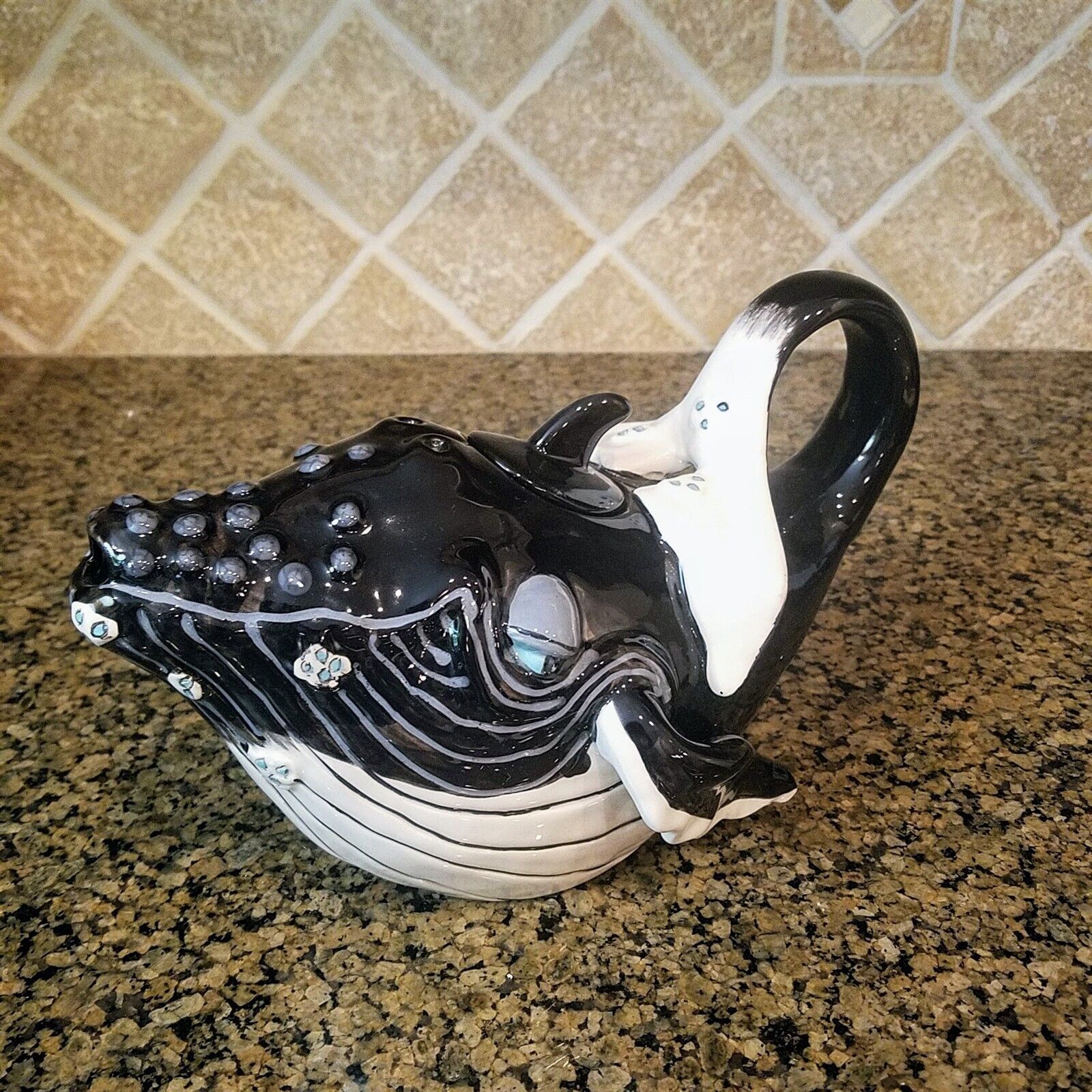 Whale Ceramic Teapot Serving Kitchen Tea Pot Decor Blue Sky by Lynda Corneille