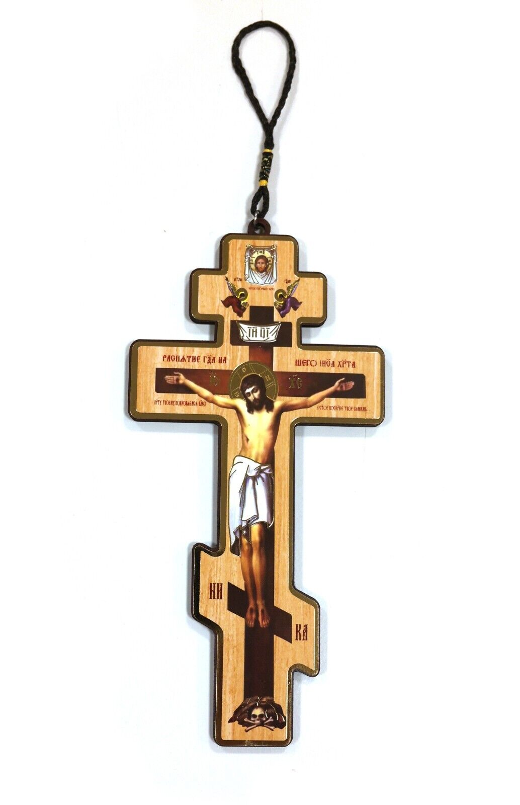 Greek Russian Orthodox MDF Wall Cross Crucifix 04 20x11cm
