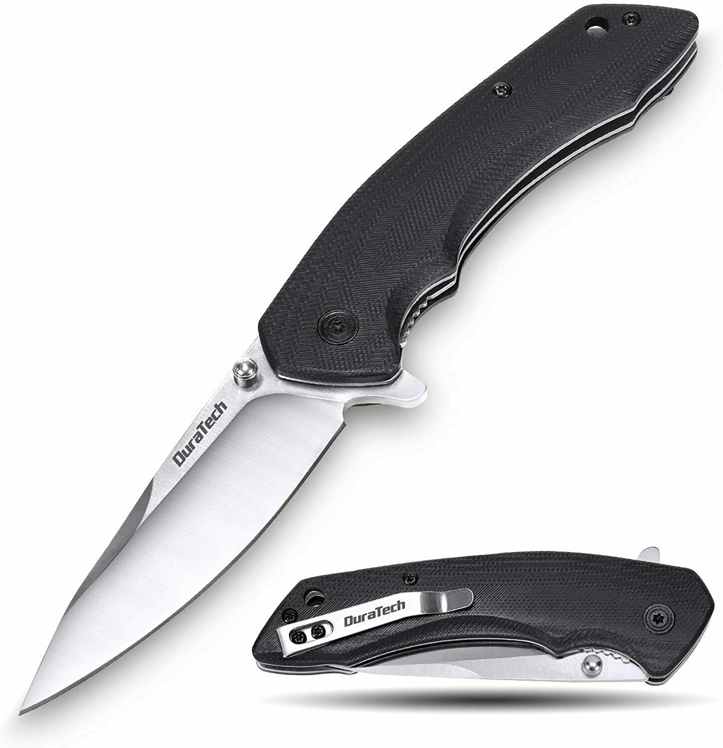 DuraTech Folding Utility Knife Black Box Pocket Cutter Stainless Steel Blades