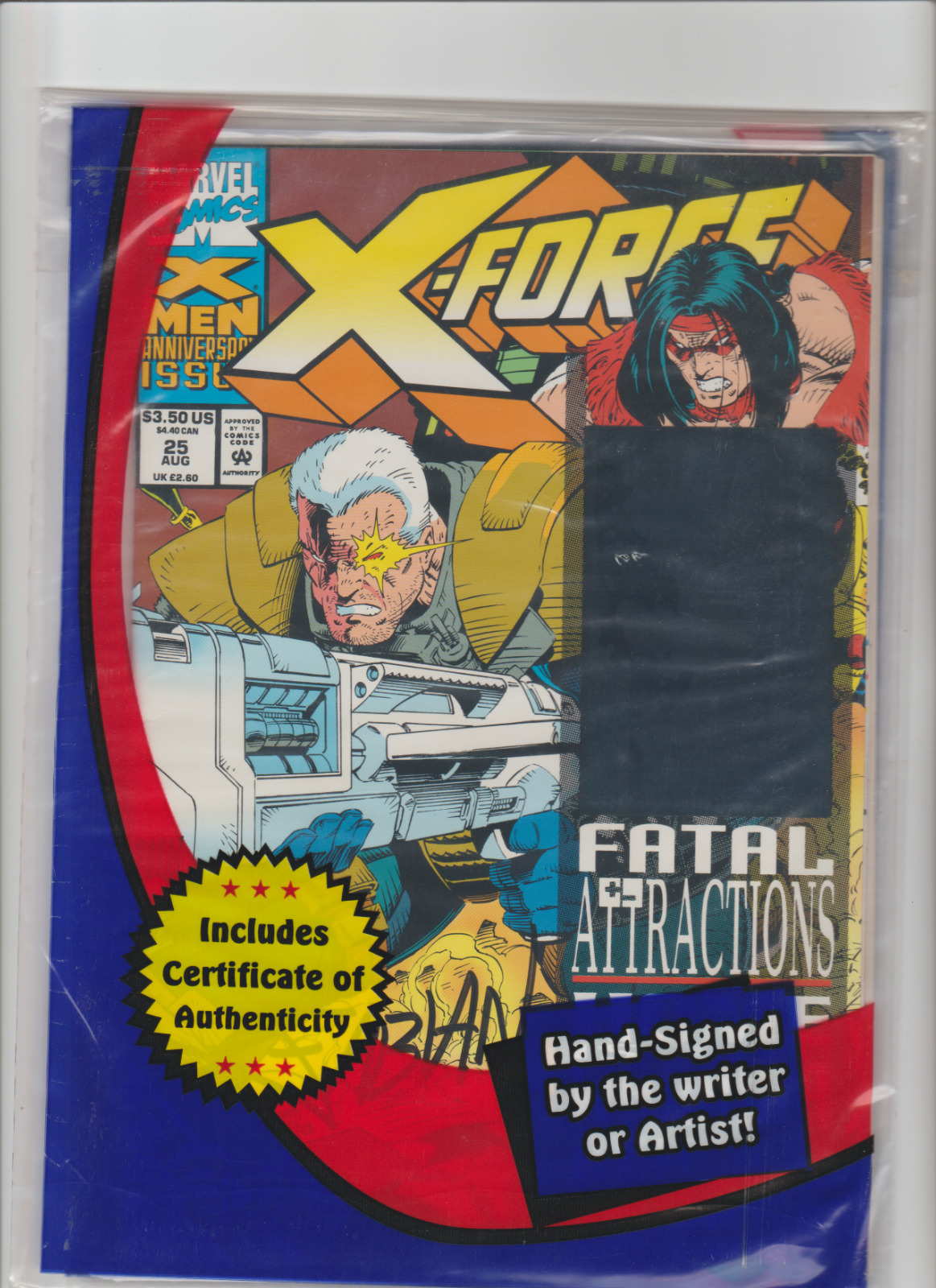 X-Force 25 (1993) RARE DESTORTED ERROR SIGNED FABIAN NICIEZA LIM 5000 W /COA
