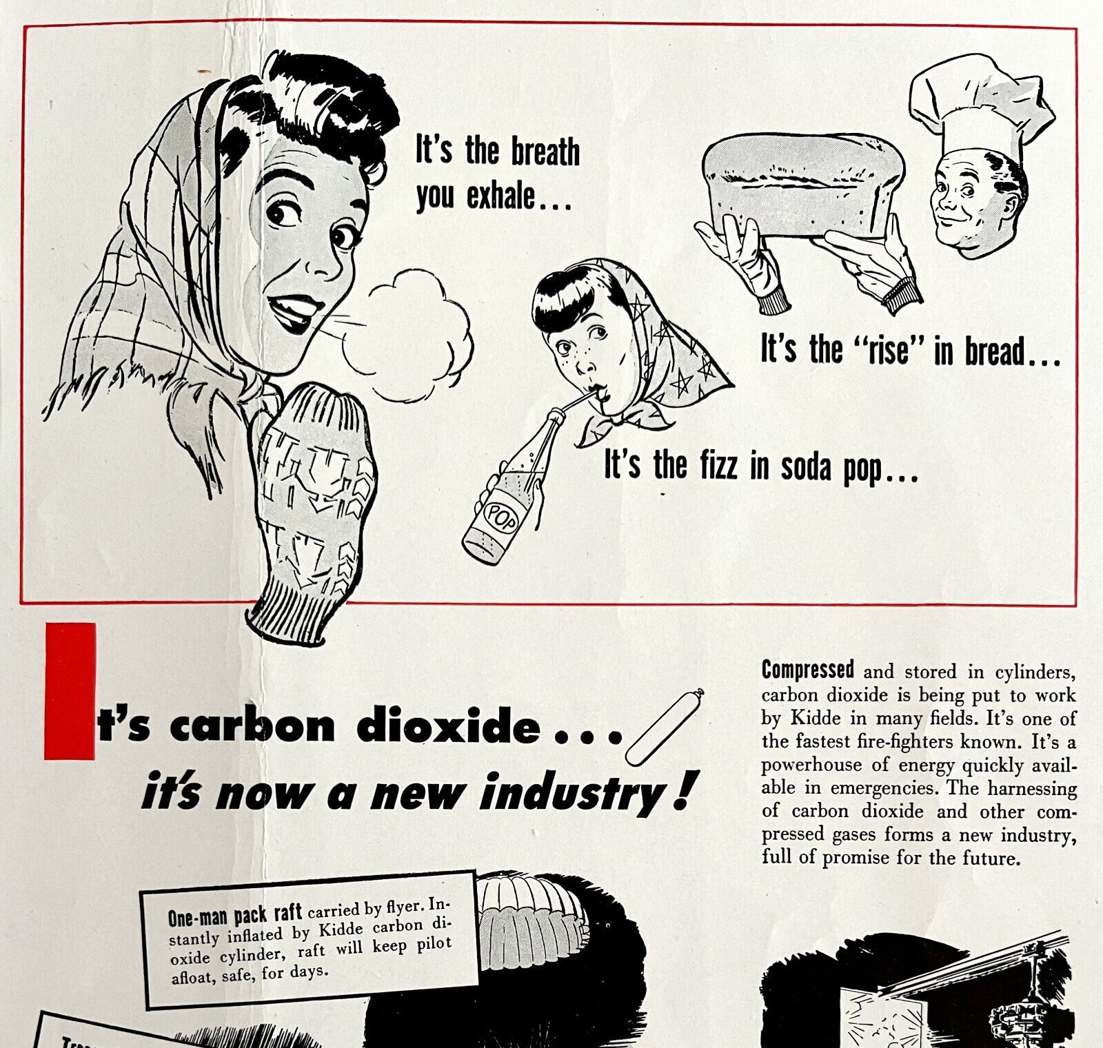 Kidde Carbon Dioxide 1940s Bullet Proof Tank Advertisement Lithograph DWCC4