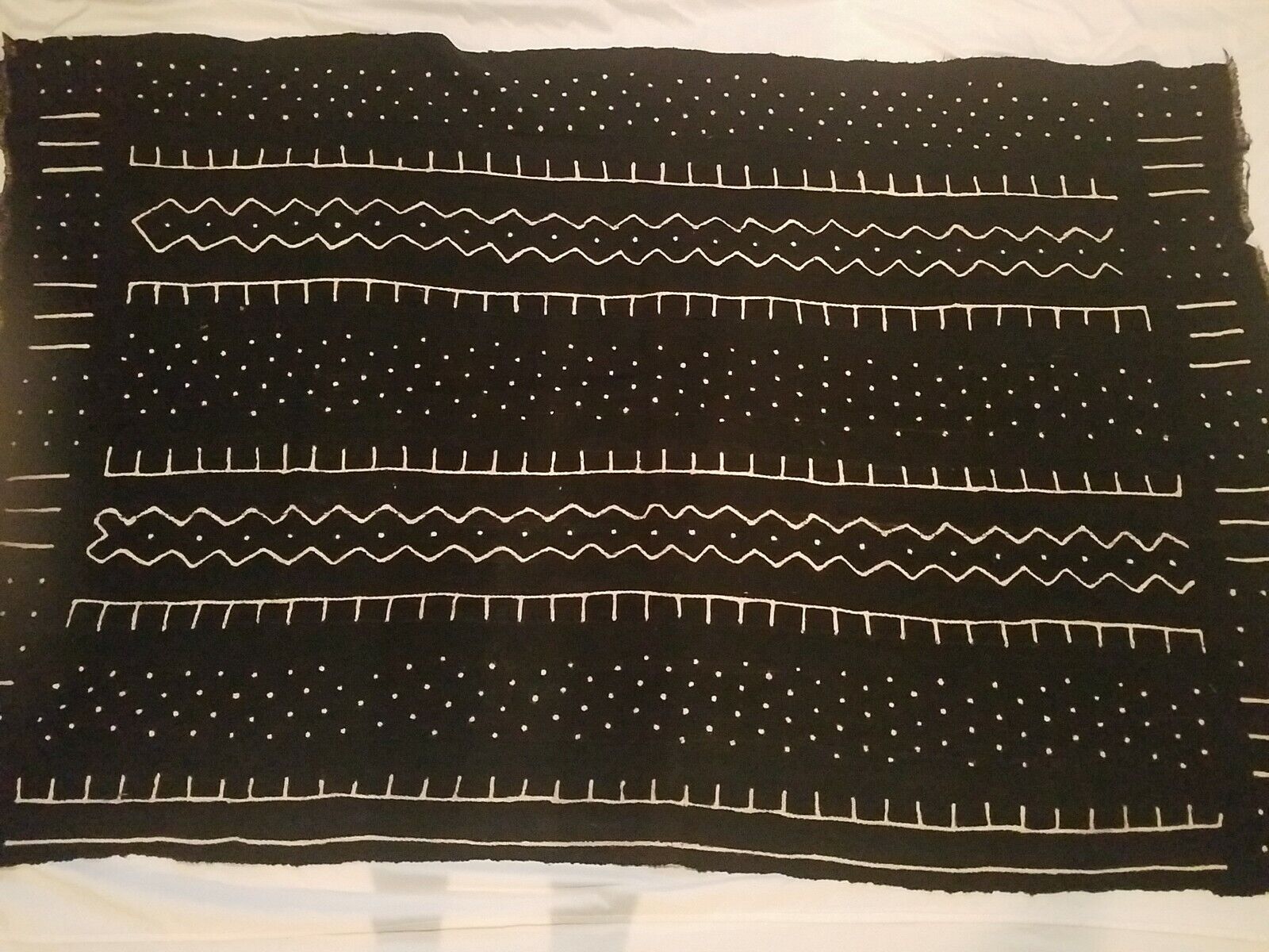 Authentic African Handwoven Black/ White Mud Cloth Fabric from Mali 64\
