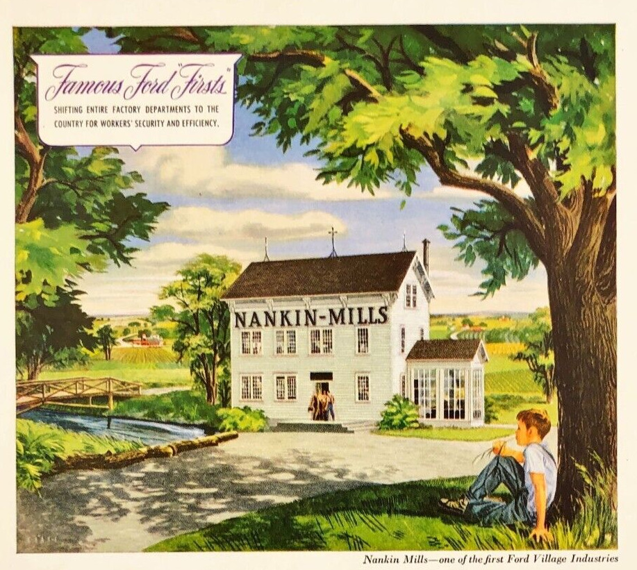 1945 Ford Village Industries Waterpower Nankin MIlls Michigan Vintage Print Ad