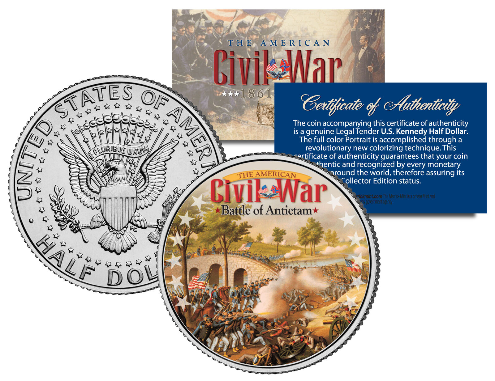 American Civil War BATTLE OF ANTIETAM JFK Kennedy Half Dollar U.S. Coin