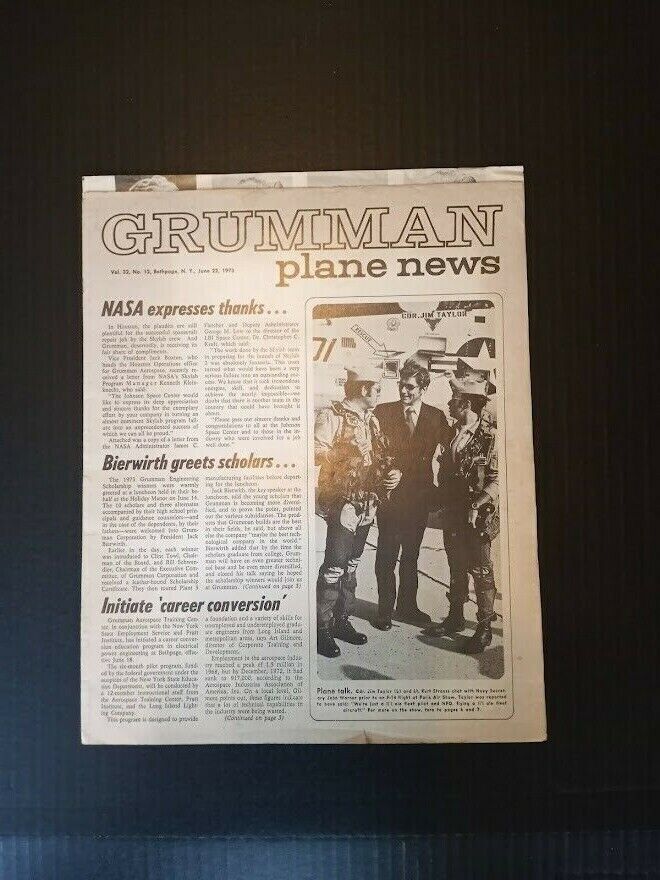 Vintage June 22, 1973 Grumman Plane News Vol. 32 No. 12 Nasa Expresses Thanks