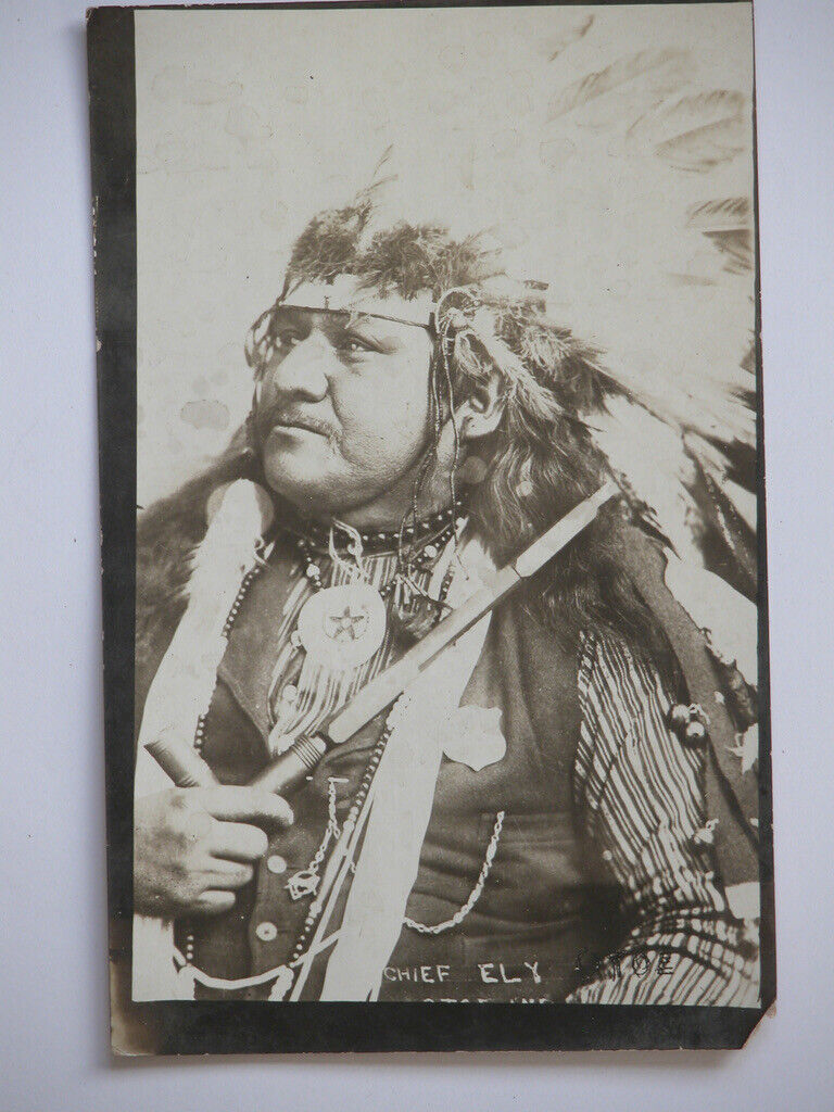 Rare Vtg 1917 Ponca City Indian Postcard RPPC CHIEF ELY