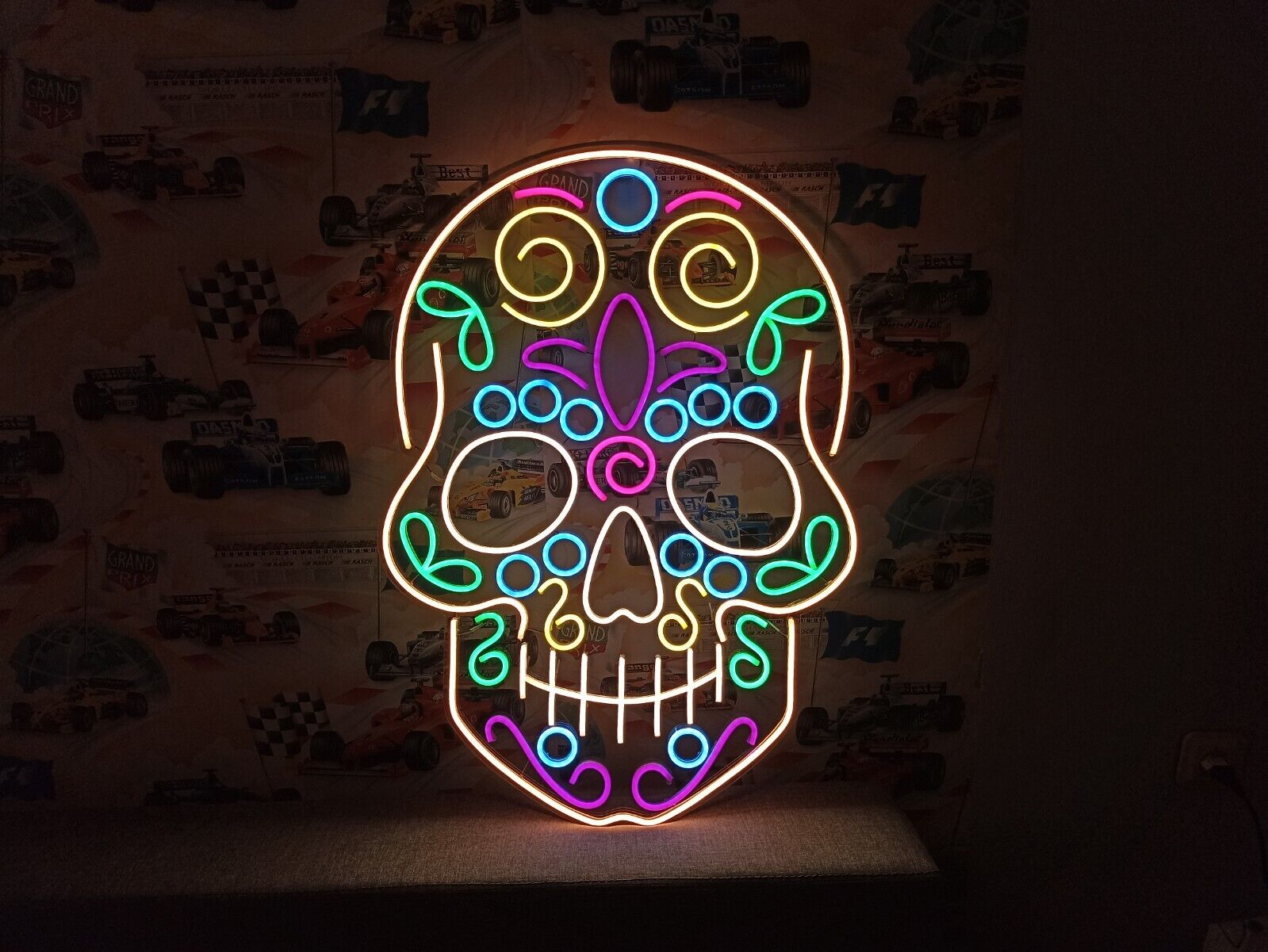 Sugar skull neon light, Day of the Dead neon sign (size 30\