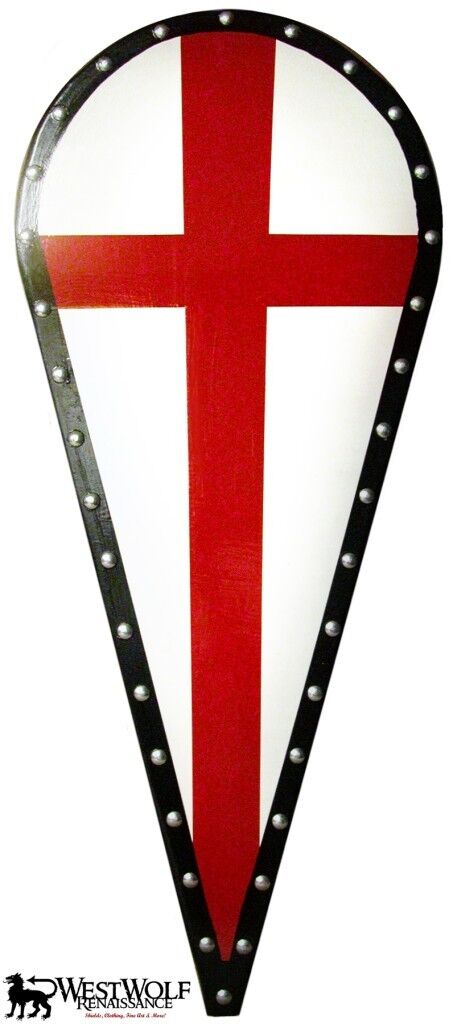 Red Cross KITE SHIELD -- sca/larp/crusades/crusader/knight/viking/wooden/armor