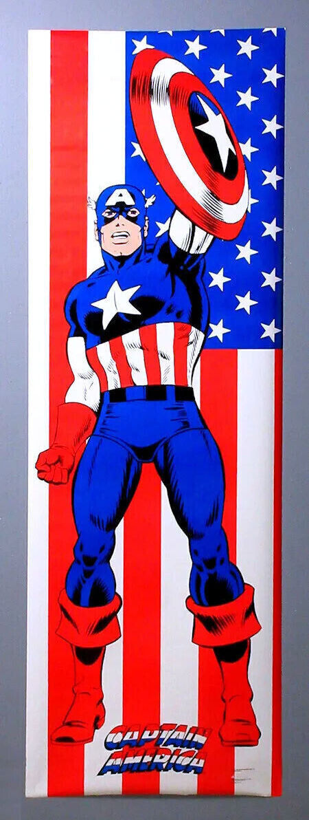 6 Foot 1991 Captain America DOOR poster:Vintage 72x24 Marvel Comics Cap pin-up 1