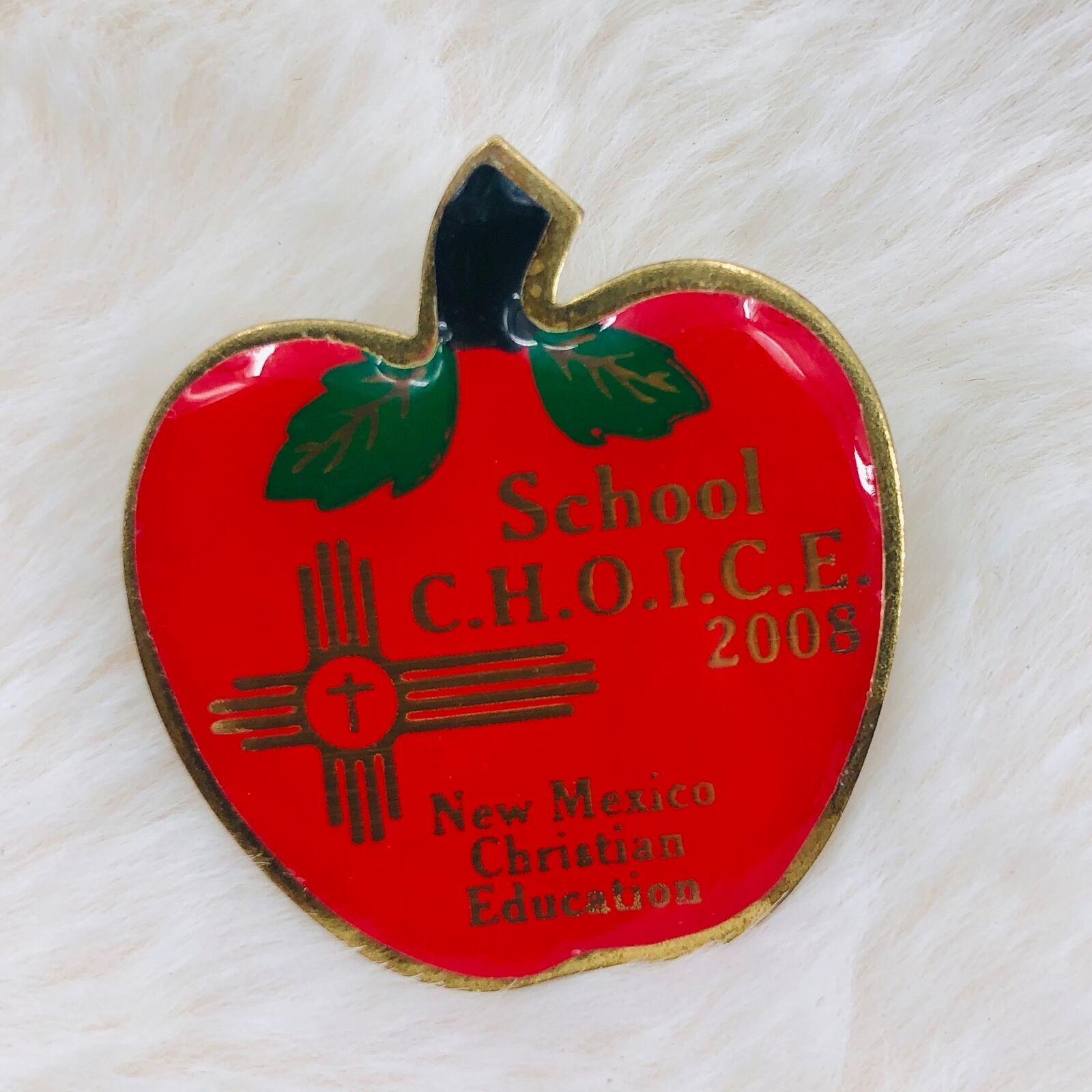 New Mexico School Choice 2008 Christian Education Enamel Apple Lapel Pin