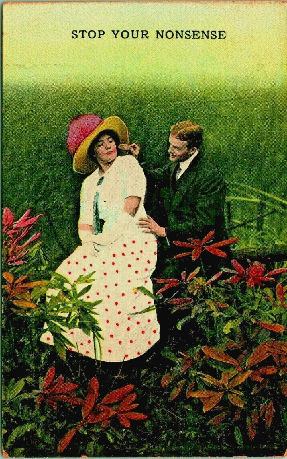 Comic Humor Novelty Romance Stop Your Nonsense 1900s UDB  Postcard