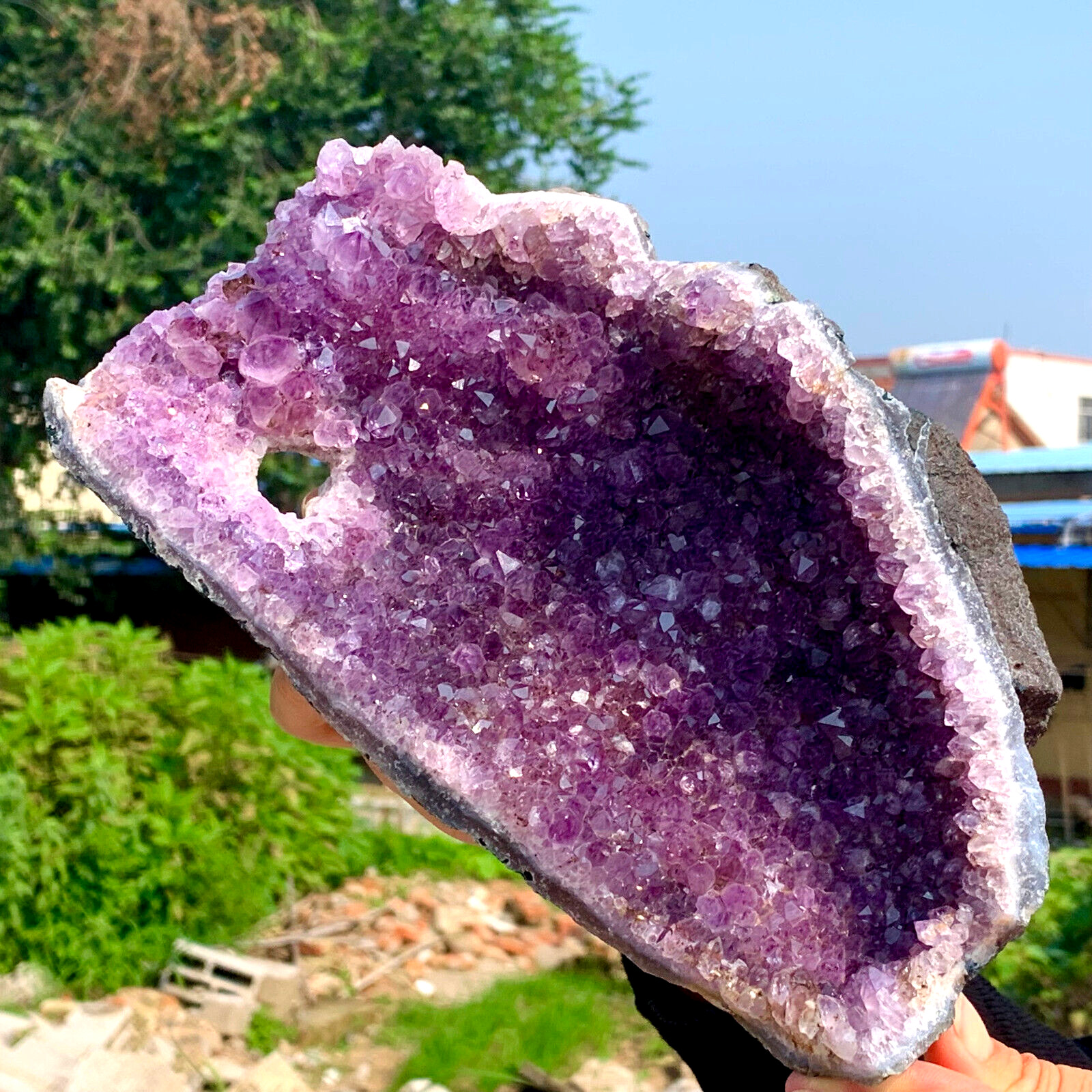 3LB Natural Amethyst geode quartz cluster crystal specimen Healing
