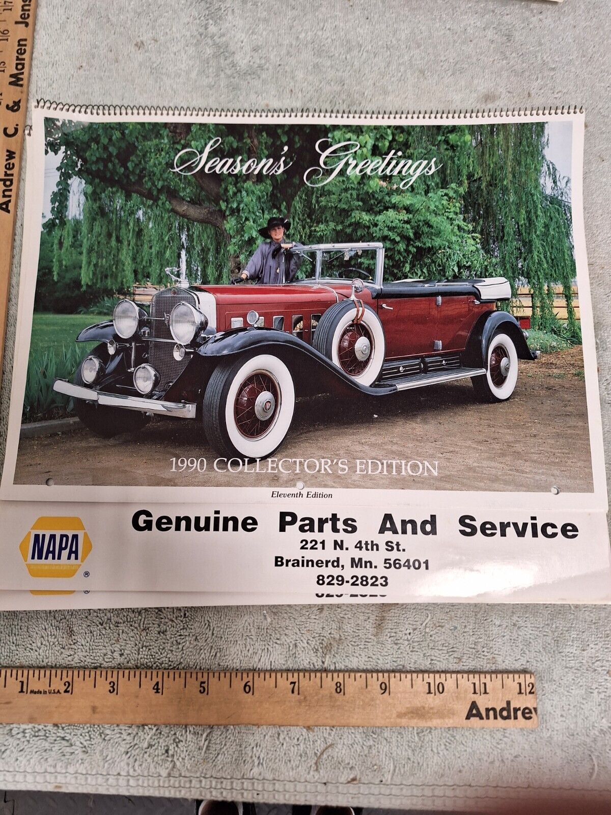 calendar, 1990, napa  auto parts, brainerd, MN, no writing