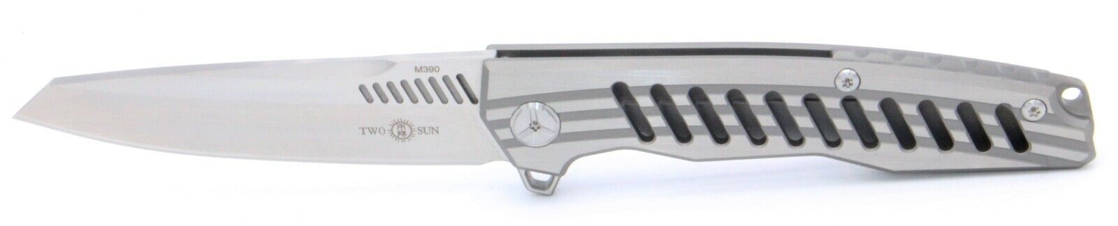 TwoSun TS16-M390 Frame Lock Pocket Knife Titanium Alloy Handle Plain M390 Edge