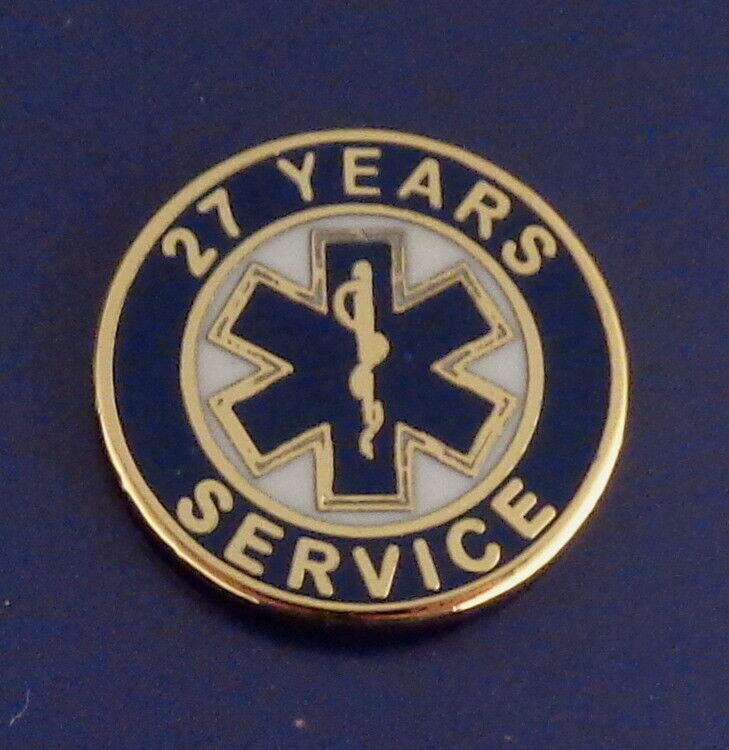 27 YEARS SERVICE EMS STAR OF LIFE Uniform/Lapel Pin caduceus Emergency Medical