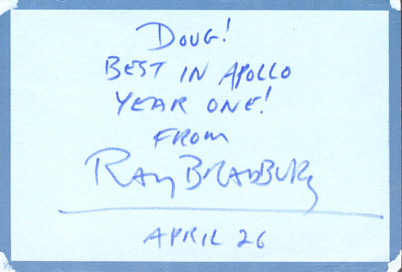 RAY BRADBURY - AUTOGRAPH POST CARD SIGNED 04/26/1970