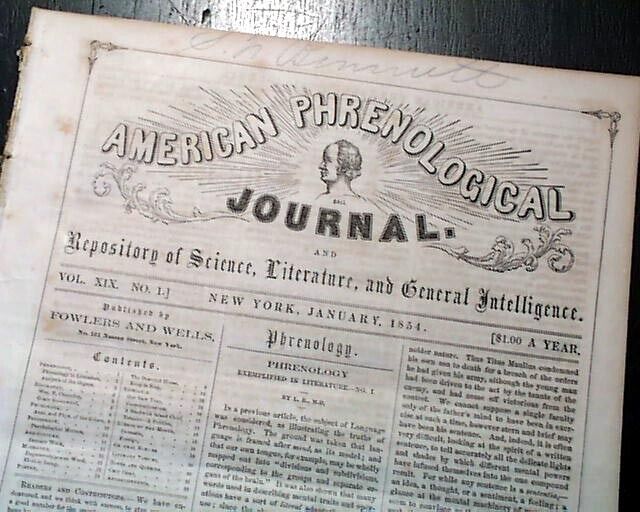 Rare Phrenology Science Brain Skull Functions Reconstruction Era 1865 Newspaper