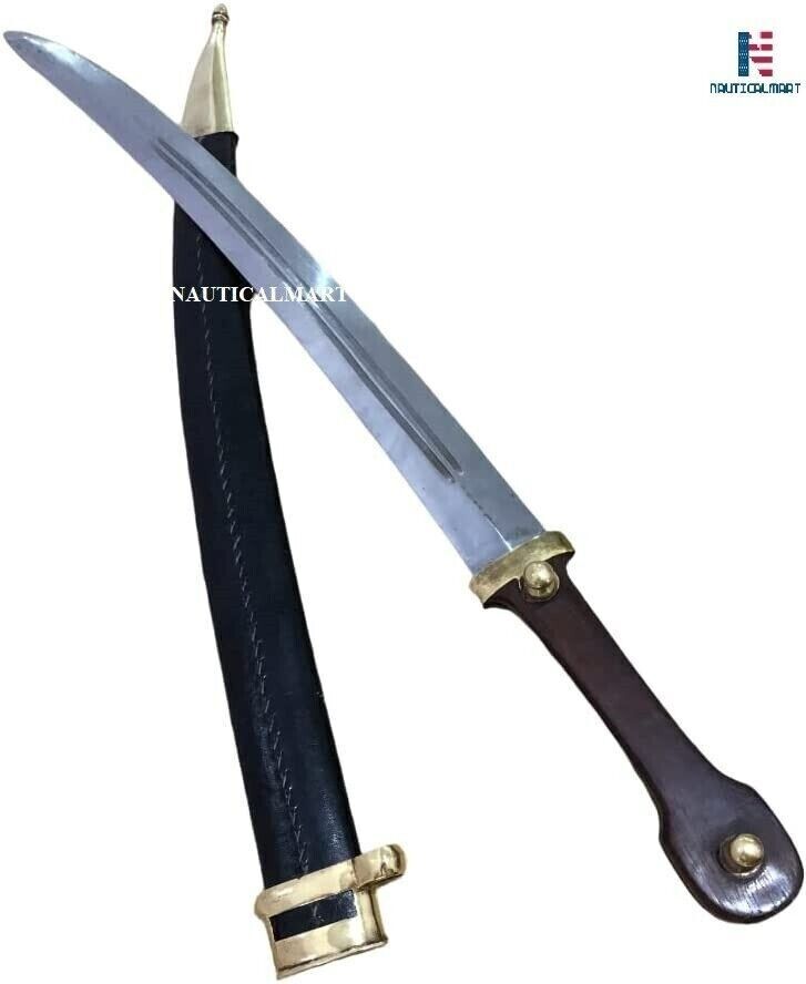 Hand Made Steel Full Tang Russian Kindjal Wood Handle with Leather Scabbard